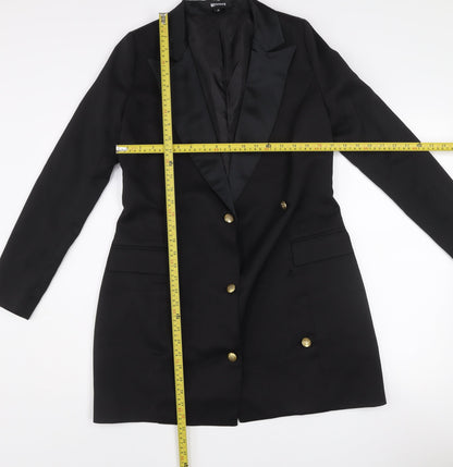 Missguided Women’s Black Double-Breasted Long Blazer Size 10