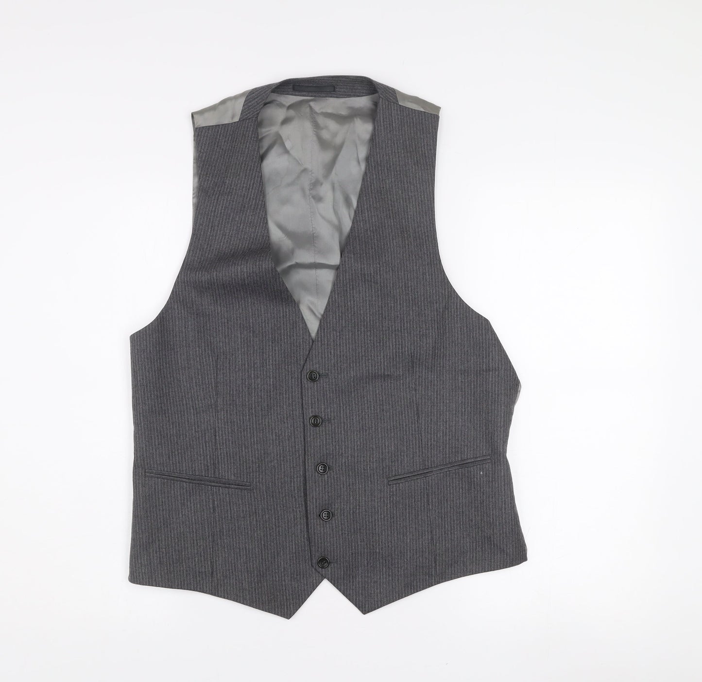 Kenneth Cole Men’s Grey Wool Pinstripe Waistcoat 44R Classic Formal