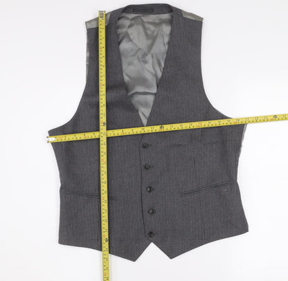 Kenneth Cole Men’s Grey Wool Pinstripe Waistcoat 44R Classic Formal
