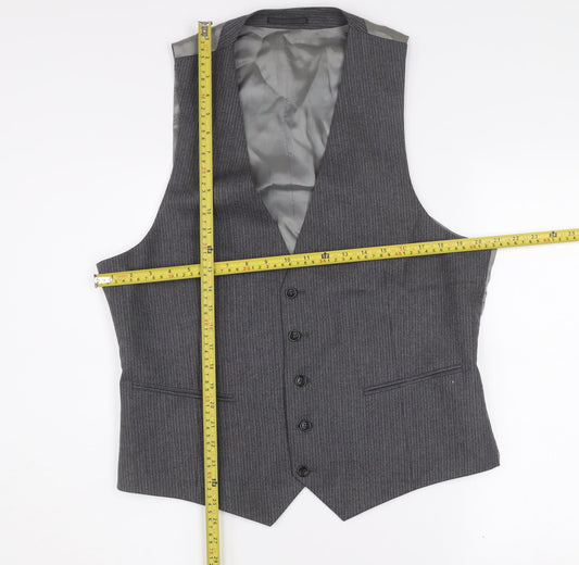 Kenneth Cole Men’s Grey Wool Pinstripe Waistcoat 44R Classic Formal