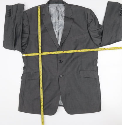 Burton Men's Grey Suit Jacket 46R Two-Button Classic Fit