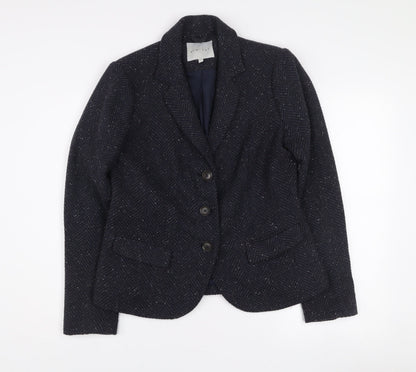 Kew 159 Women's Blue Wool Blend Tweed Blazer UK 12 Classic Single-Breasted Jacket
