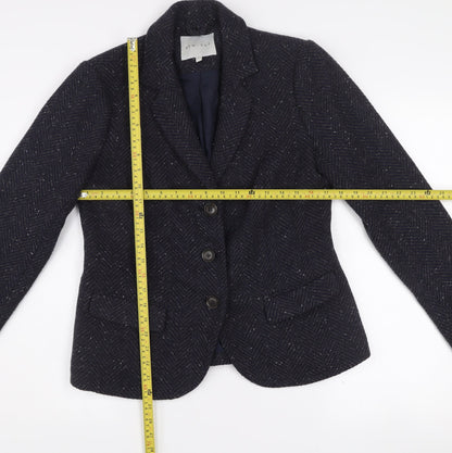 Kew 159 Women's Blue Wool Blend Tweed Blazer UK 12 Classic Single-Breasted Jacket