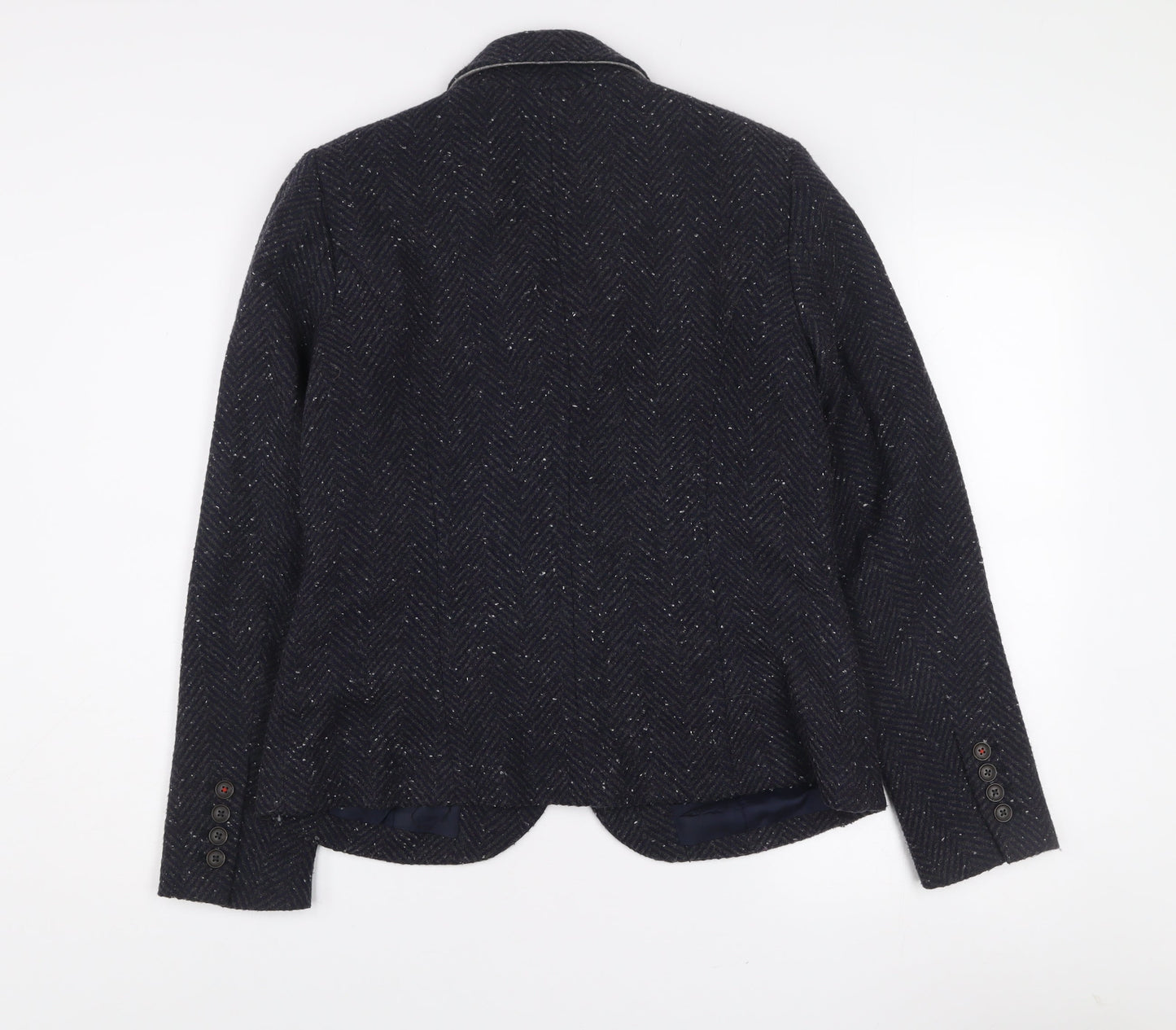 Kew 159 Women's Blue Wool Blend Tweed Blazer UK 12 Classic Single-Breasted Jacket