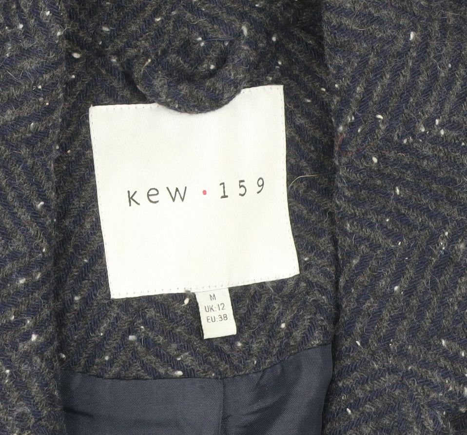 Kew 159 Women's Blue Wool Blend Tweed Blazer UK 12 Classic Single-Breasted Jacket