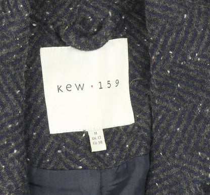 Kew 159 Women's Blue Wool Blend Tweed Blazer UK 12 Classic Single-Breasted Jacket