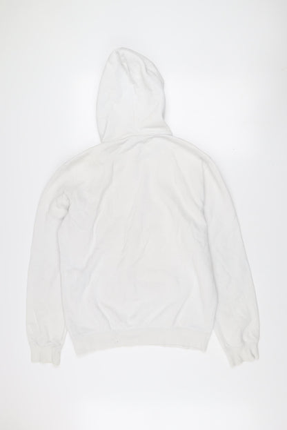 Champion Women's White 1/4 Zip Hoodie Medium Logo Detail