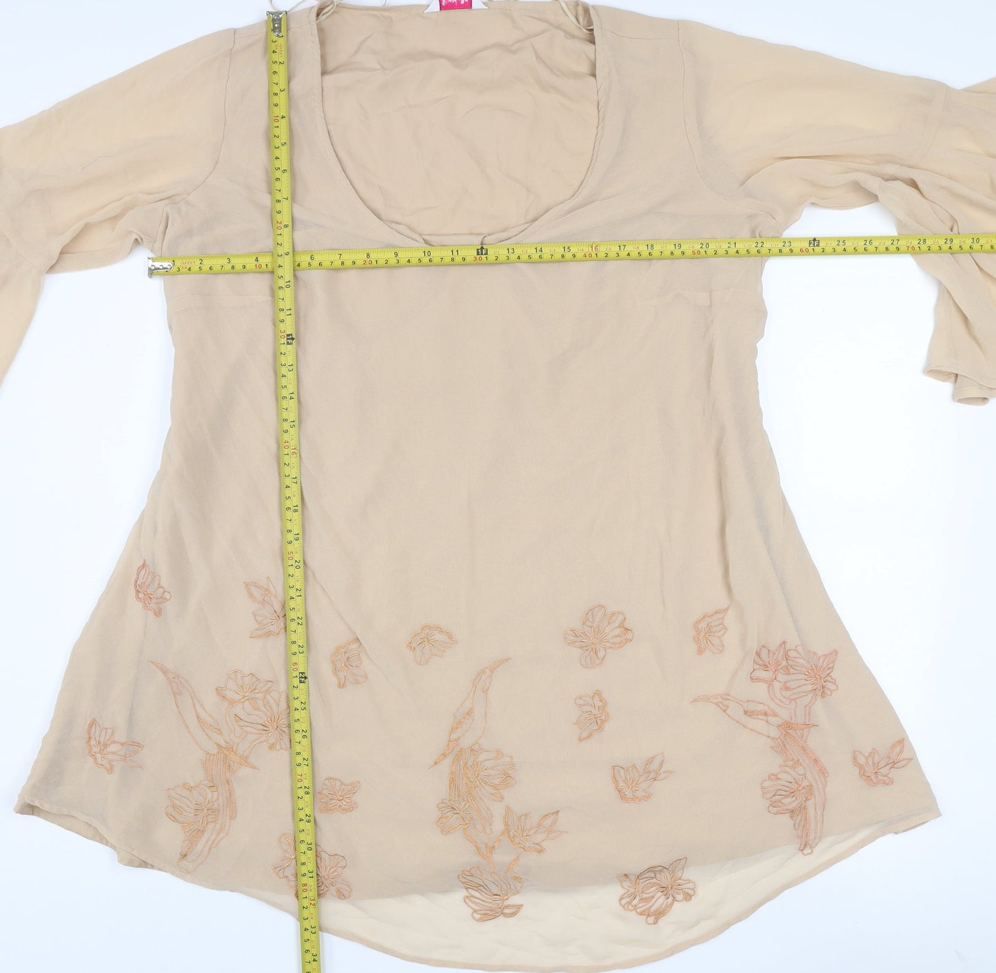 Simply Be Women’s Beige Embroidered Chiffon A-Line Dress Size 14