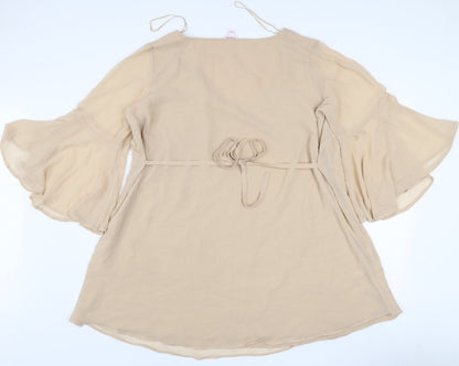 Simply Be Women’s Beige Embroidered Chiffon A-Line Dress Size 14