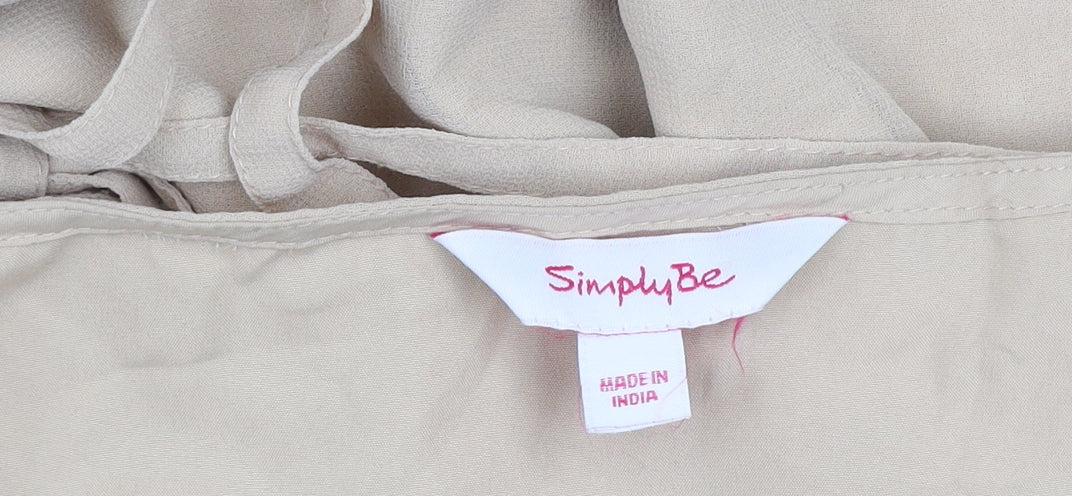 Simply Be Women’s Beige Embroidered Chiffon A-Line Dress Size 14