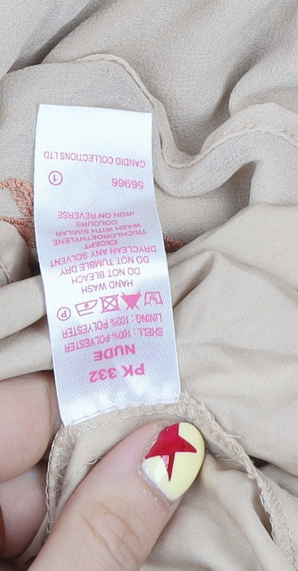 Simply Be Women’s Beige Embroidered Chiffon A-Line Dress Size 14