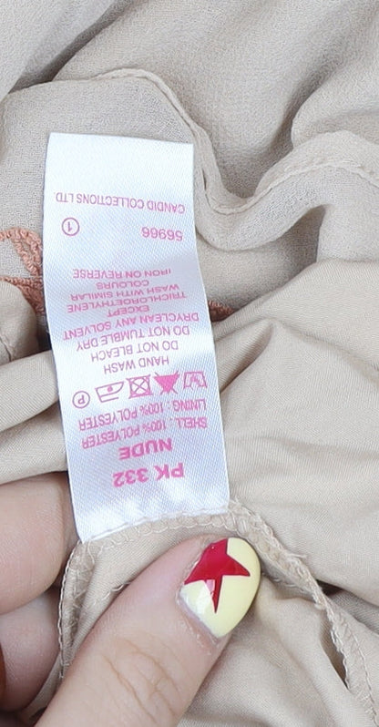 Simply Be Women’s Beige Embroidered Chiffon A-Line Dress Size 14