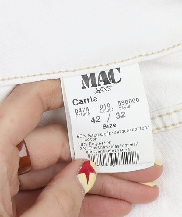 MAC Women’s White Straight Leg Jeans Size 14 Cotton Blend