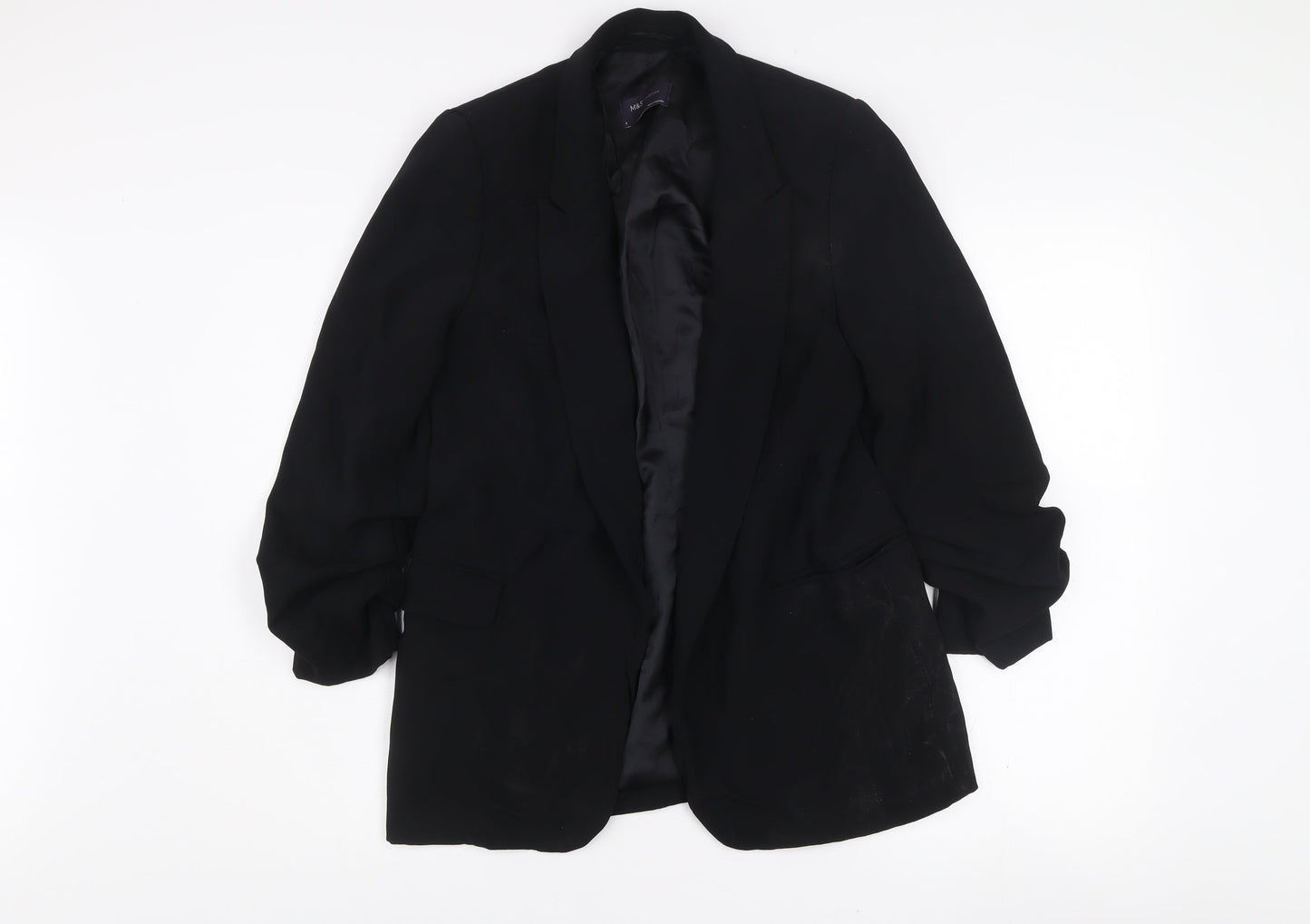Marks and Spencer Womens Black Size 8 Regular Fit Single Breasted Blazer