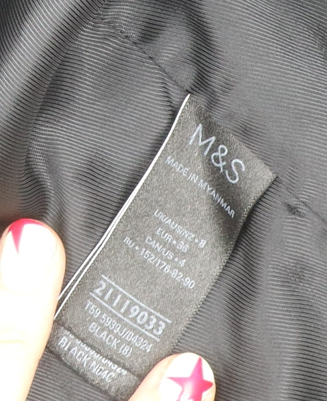Marks and Spencer Womens Black Size 8 Regular Fit Single Breasted Blazer