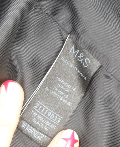 Marks and Spencer Womens Black Size 8 Regular Fit Single Breasted Blazer