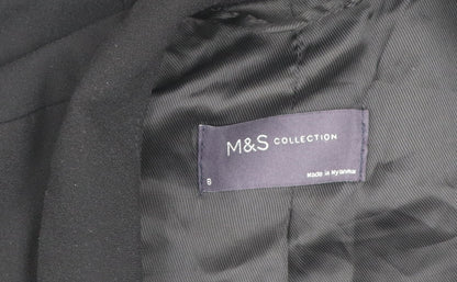 Marks and Spencer Womens Black Size 8 Regular Fit Single Breasted Blazer