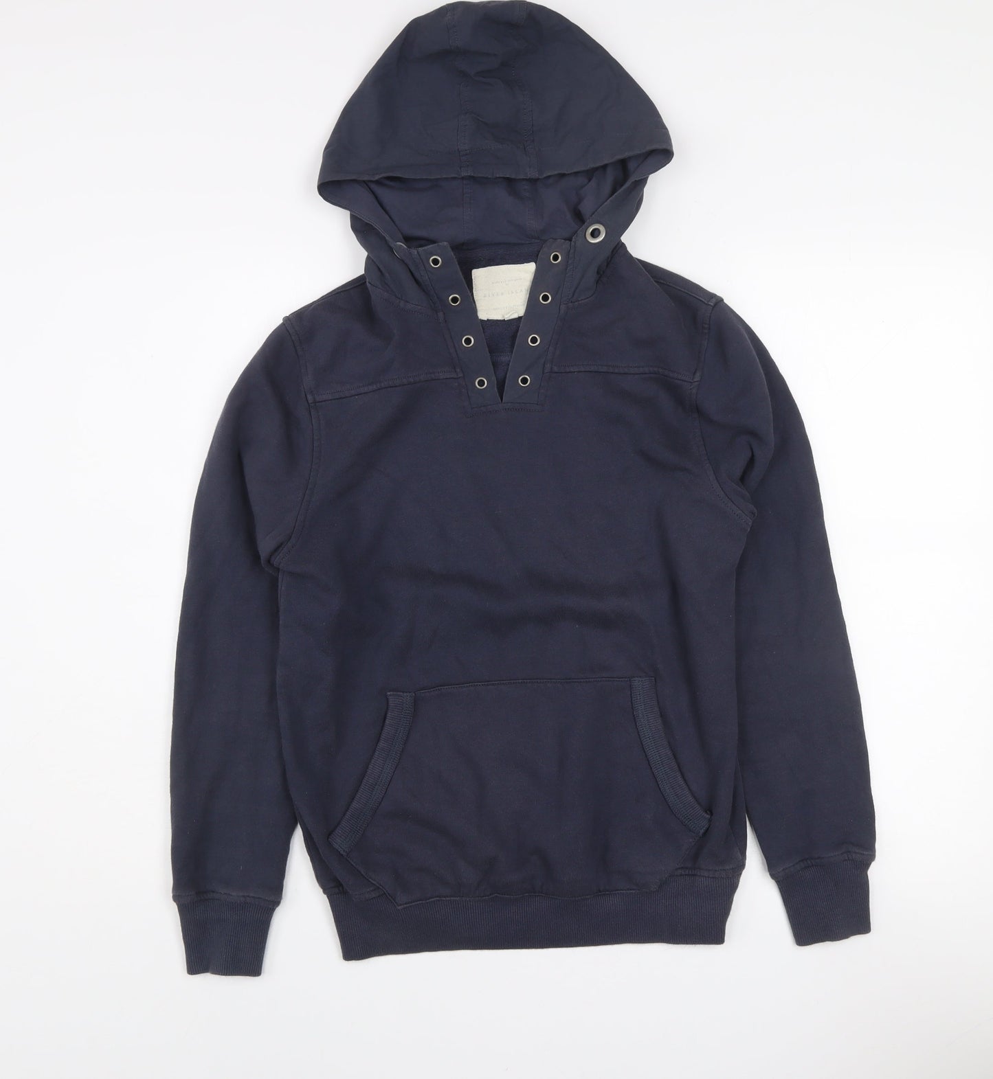 River Island Women Navy Blue XS Pullover Hoodie Cotton Blend