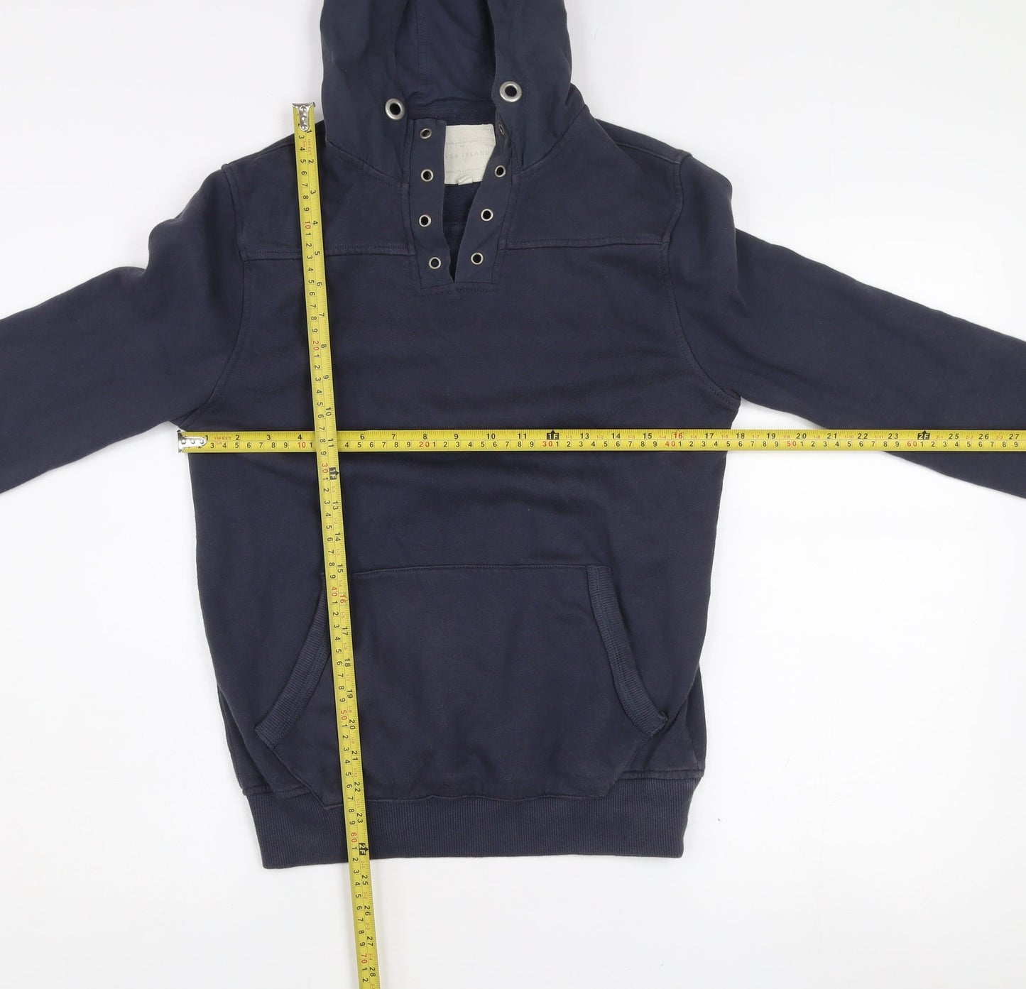 River Island Women Navy Blue XS Pullover Hoodie Cotton Blend
