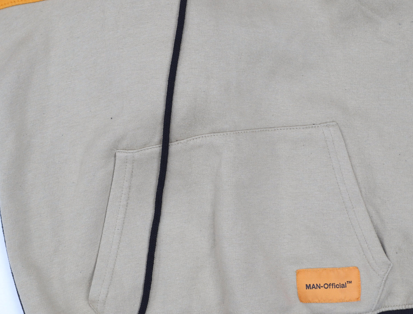 boohooMAN Men's Black Beige Orange Colour Block Hoodie M