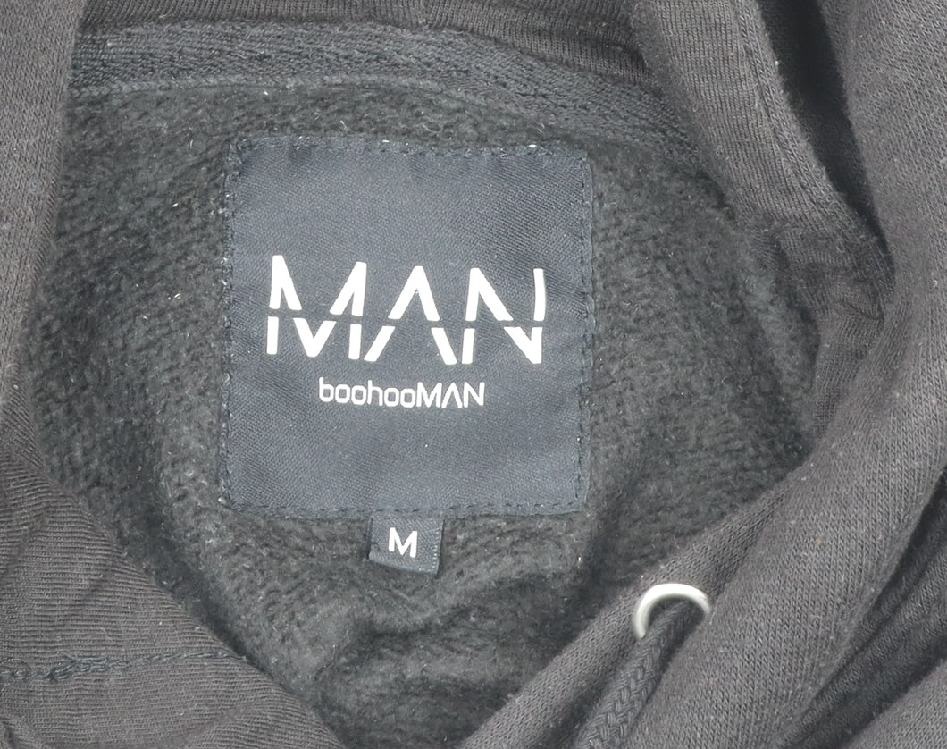 boohooMAN Men's Black Beige Orange Colour Block Hoodie M