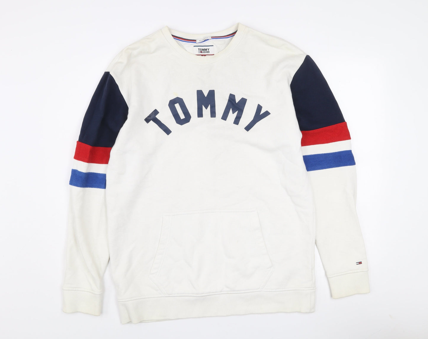 Tommy Jeans Men’s White Relaxed Fit Graphic Sweatshirt Size S
