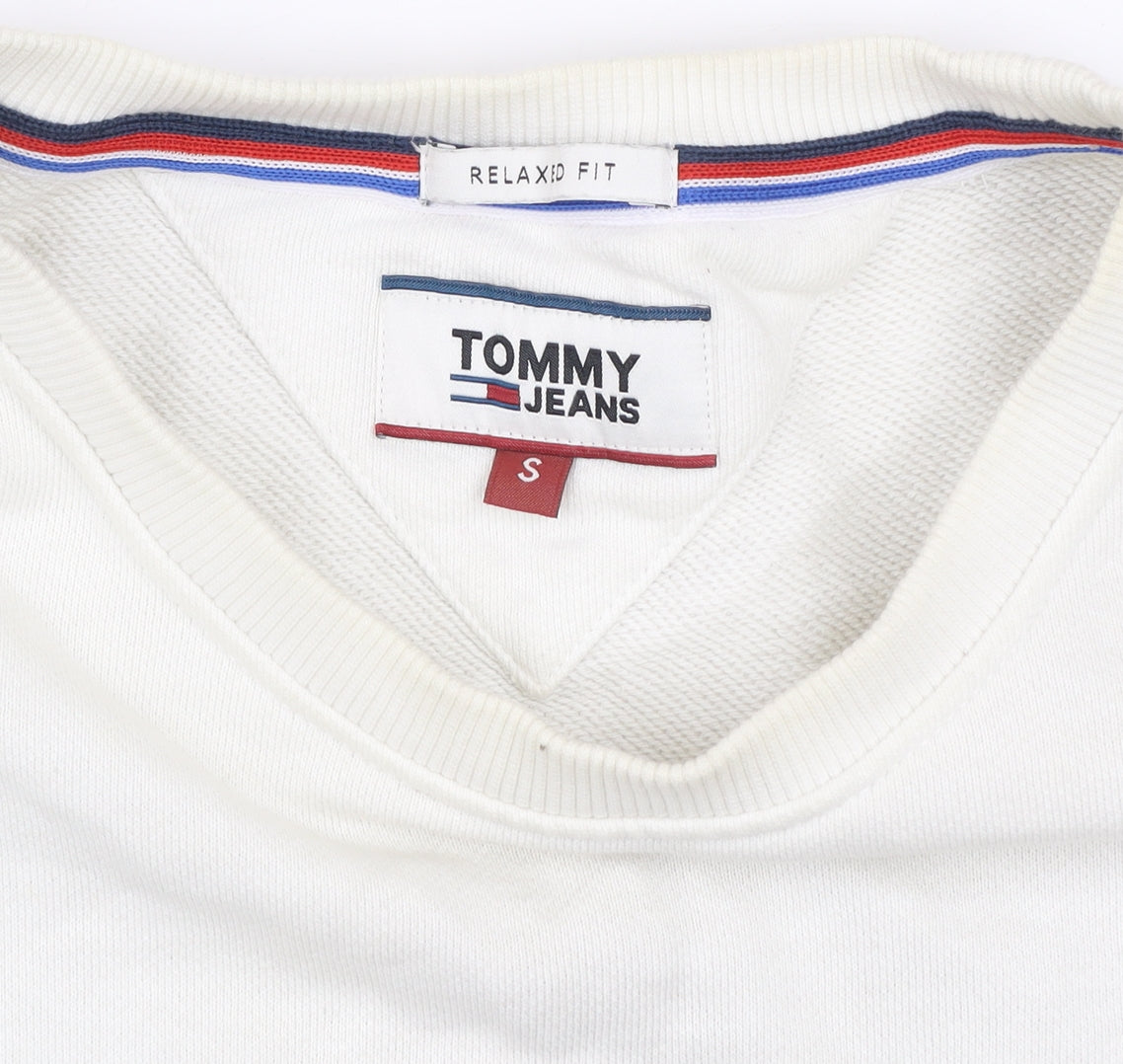 Tommy Jeans Men’s White Relaxed Fit Graphic Sweatshirt Size S