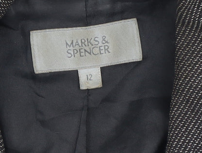 Marks and Spencer Women's Black Mix Size 12 Standard Fit Single-Breasted Blazer