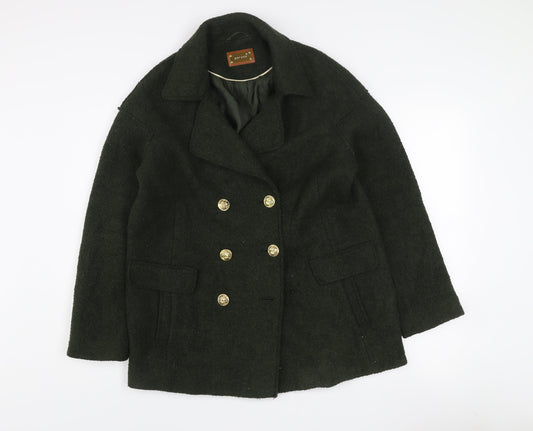 Marks and Spencer Women’s Green Wool Blend Double-Breasted Pea Coat Size 10