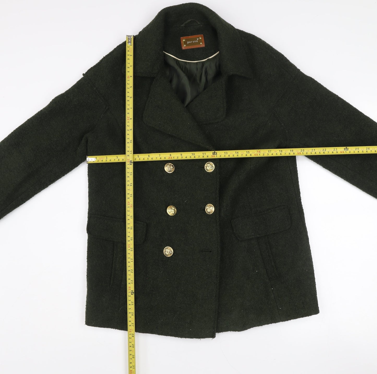 Marks and Spencer Women’s Green Wool Blend Double-Breasted Pea Coat Size 10