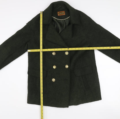 Marks and Spencer Women’s Green Wool Blend Double-Breasted Pea Coat Size 10