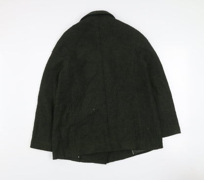 Marks and Spencer Women’s Green Wool Blend Double-Breasted Pea Coat Size 10