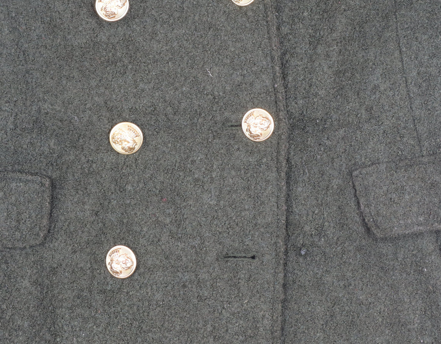 Marks and Spencer Women’s Green Wool Blend Double-Breasted Pea Coat Size 10