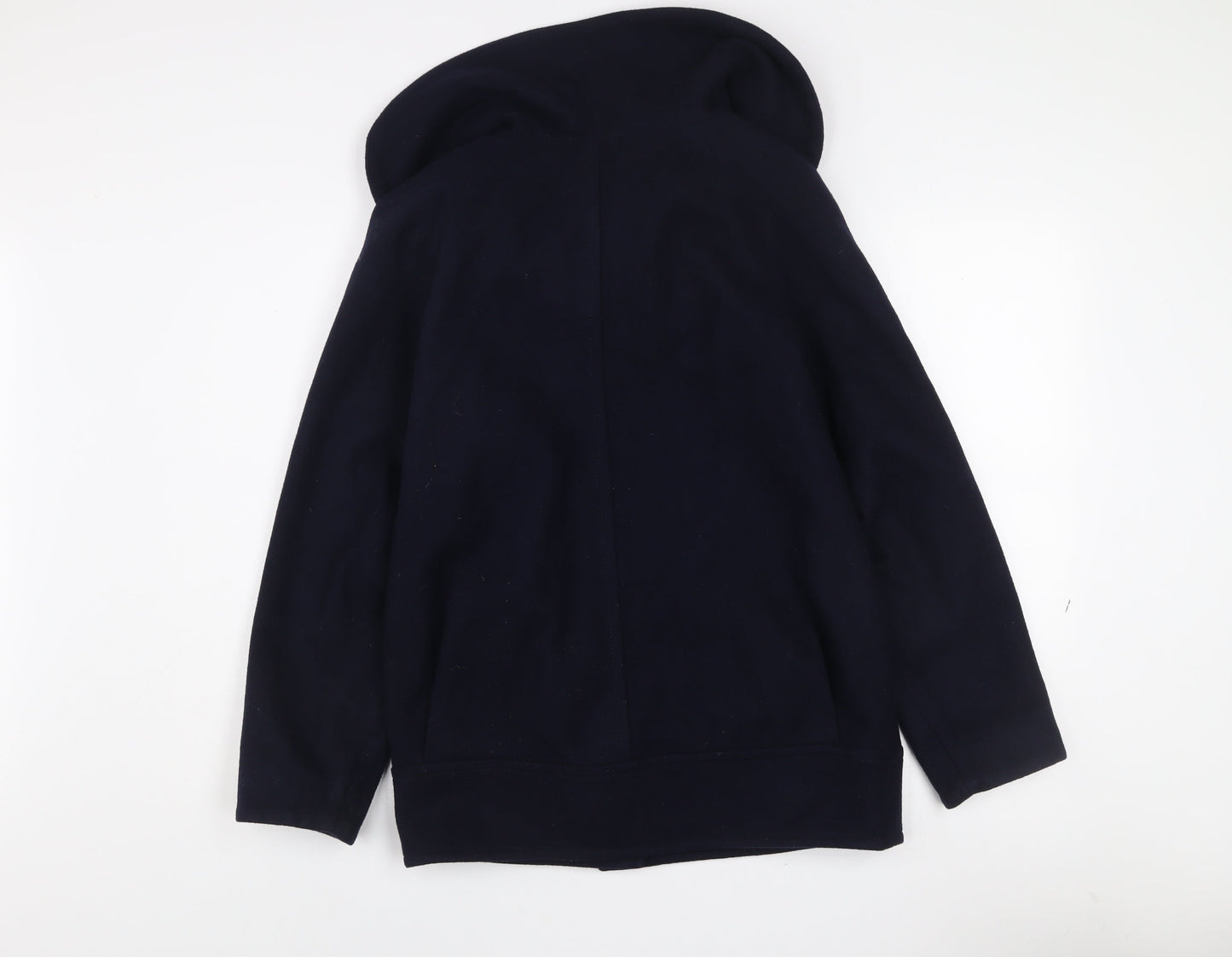 Warehouse Women’s Navy Blue Wool Blend Hooded Coat Size 8