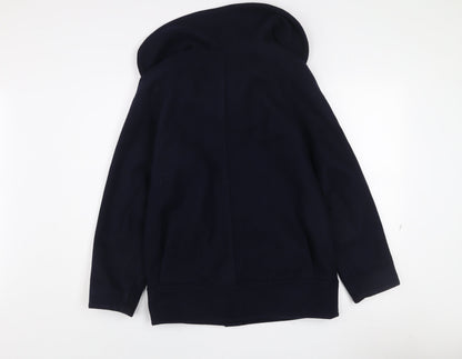 Warehouse Women’s Navy Blue Wool Blend Hooded Coat Size 8