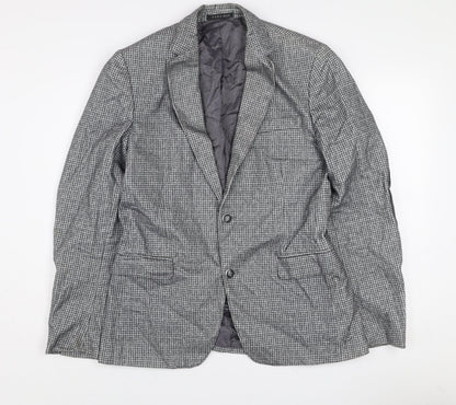 Zara Man Men's Grey Check Wool Blend Slim Fit Blazer Jacket 38R