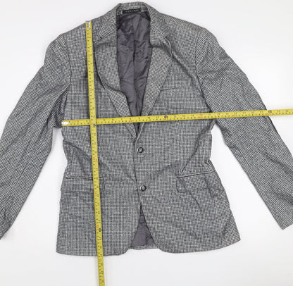 Zara Man Men's Grey Check Wool Blend Slim Fit Blazer Jacket 38R