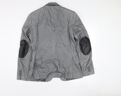 Zara Man Men's Grey Check Wool Blend Slim Fit Blazer Jacket 38R
