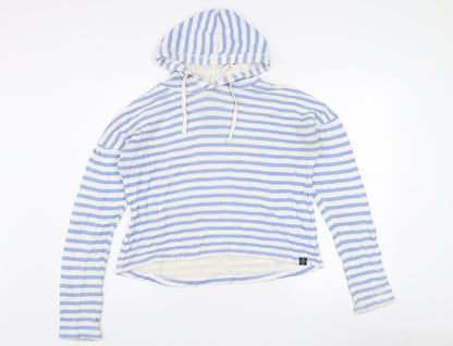 Superdry Women’s Blue Stripe Hoodie Small Cotton Pullover Casual