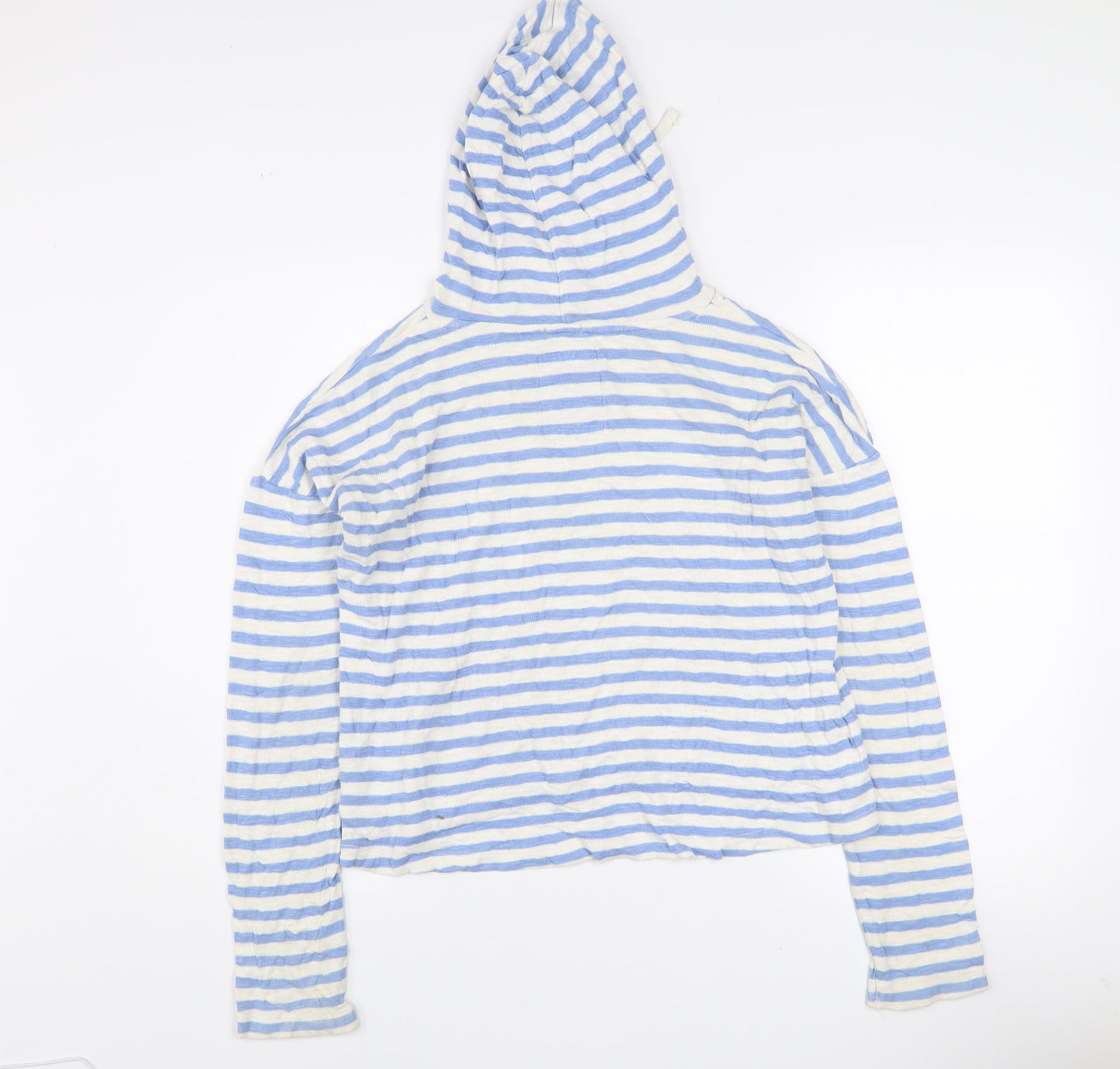 Superdry Women’s Blue Stripe Hoodie Small Cotton Pullover Casual