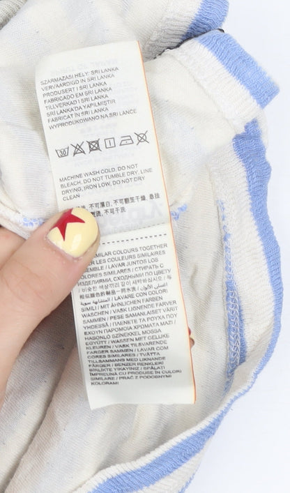 Superdry Women’s Blue Stripe Hoodie Small Cotton Pullover Casual