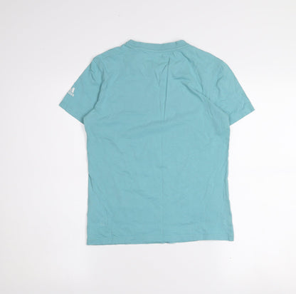 adidas Girls Blue Short Sleeve Cotton Logo T-Shirt Size S