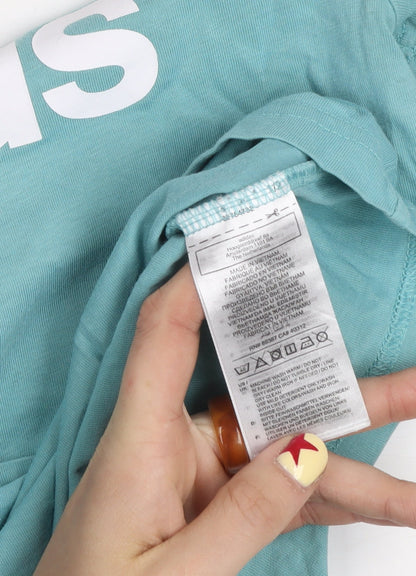 adidas Girls Blue Short Sleeve Cotton Logo T-Shirt Size S