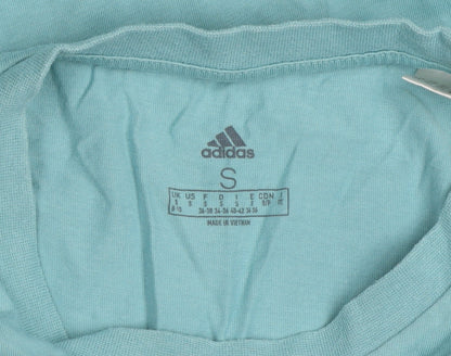 adidas Girls Blue Short Sleeve Cotton Logo T-Shirt Size S