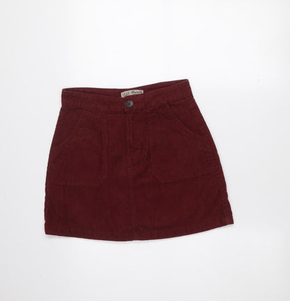 Denim Co. Womens Red Corduroy A-Line Skirt Size 8