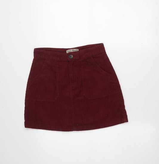 Denim Co. Womens Red Corduroy A-Line Skirt Size 8