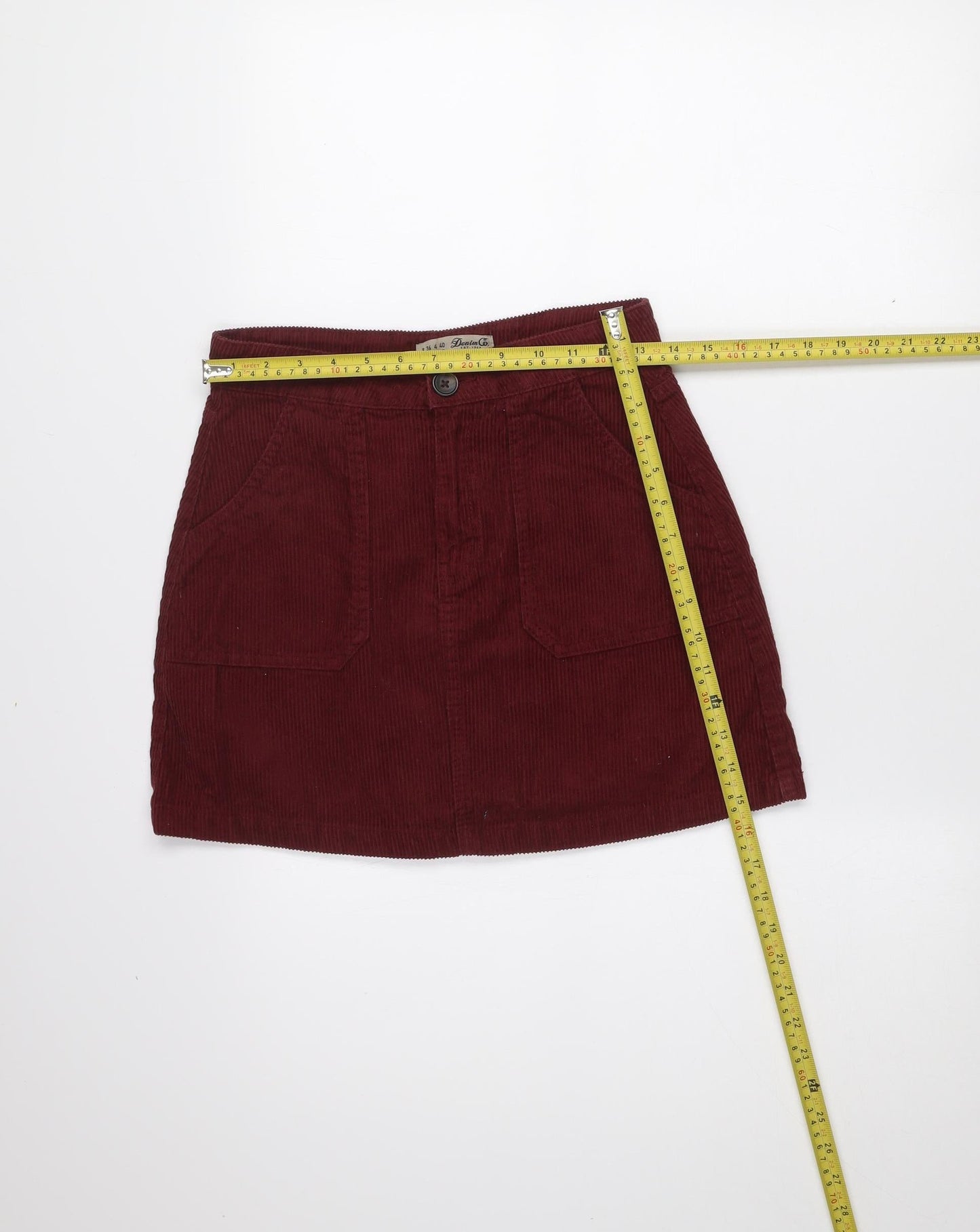 Denim Co. Womens Red Corduroy A-Line Skirt Size 8