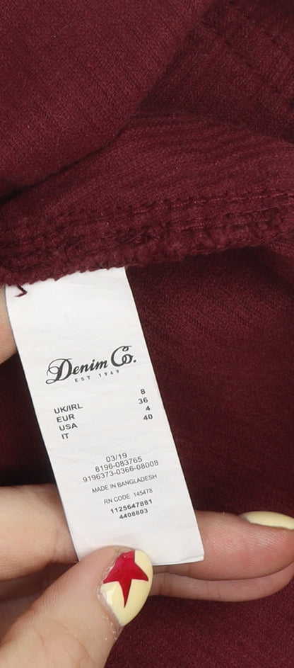 Denim Co. Womens Red Corduroy A-Line Skirt Size 8