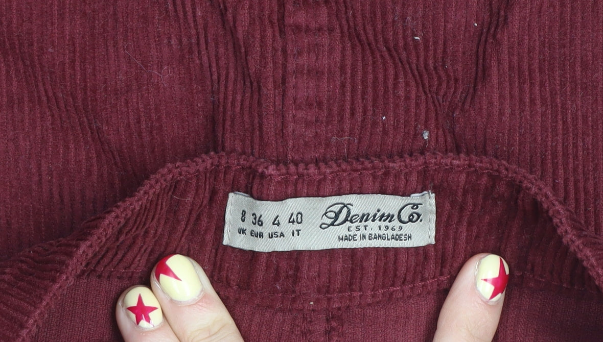 Denim Co. Womens Red Corduroy A-Line Skirt Size 8