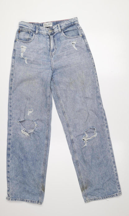CARS JEANS Women's Blue Distressed Straight Denim Jeans Size 13 Slim